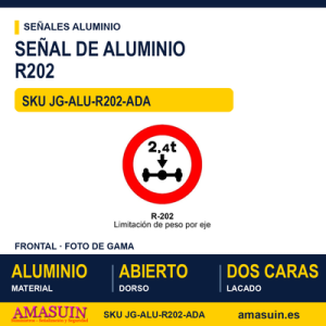 Señal Aluminio MOPU R202 Limitación de peso por eje - Dorso abierto