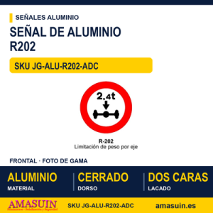 Señal Aluminio MOPU R202 Limitación de peso por eje - Dorso cerrado