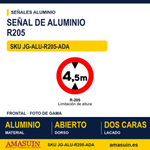 Señal Aluminio MOPU R205 Limitación de altura - Dorso abierto