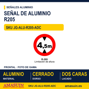 Señal Aluminio MOPU R205 Limitación de altura - Dorso cerrado