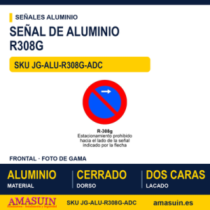 Señal Aluminio MOPU R308G Estacionamiento prohibido a la derecha - Dorso cerrado