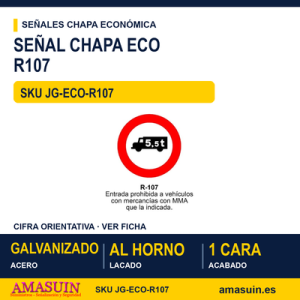 Señal Chapa Económica R107 Prohibido a mercancías con MMA superior