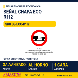 Señal Chapa Económica R112 Prohibido a vehículos con remolque