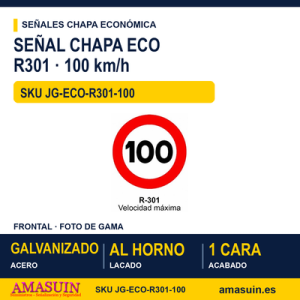 Señal Chapa Económica R301 Velocidad máxima 100 km/h