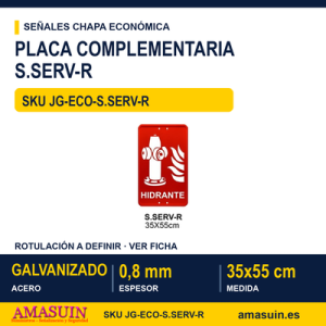 Señal Chapa Económica S.SERV-R Servicios roja 35x55 cm con vinilo