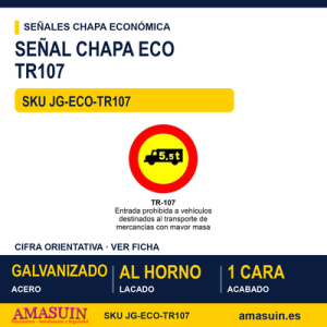 Señal Chapa Económica TR107 Prohibido a mercancías con MMA superior