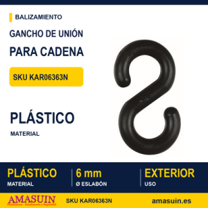 Eslabón Gancho Negro 6mm Unión Cadena