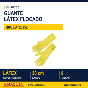 Guante Látex Flocado Amarillo Talla 9.