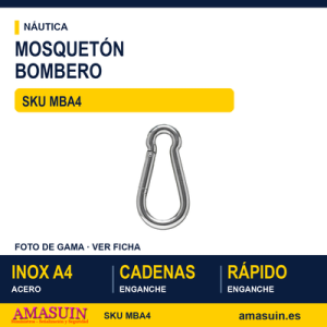 Mosquetón bombero Inoxidable A4
