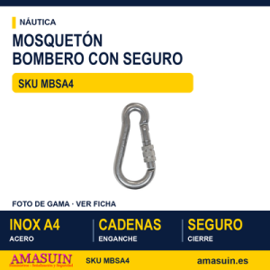 Mosquetón bombero con seguro Inoxidable A4