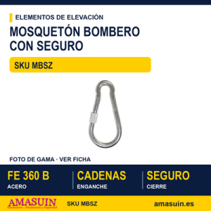 Mosquetón bombero con seguro Cincado
