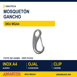 Mosquetón gancho Inoxidable A4