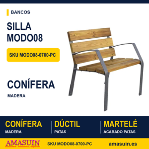 Silla MODO08 Fundición y Madera Conífera