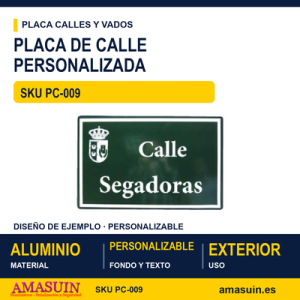 Placa Calle Aluminio 500x330x1mm Cantos Redondeados Personalizada.