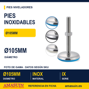 Pies Inoxidables Niveladores IX Ø105mm Azul / Negro / Blanco