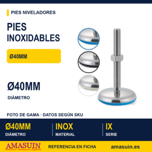 Pies Inoxidables Niveladores IX Ø40mm Azul / Negro / Blanco