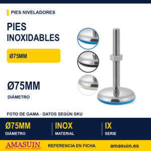 Pies Inoxidables Niveladores IX Ø75mm Azul / Negro / Blanco