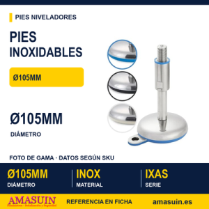 Pies Inoxidables Niveladores IXAS Ø105mm Azul / Negro / Blanco