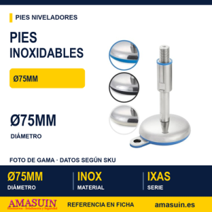 Pies Inoxidables Niveladores IXAS Ø75mm Azul / Negro / Blanco