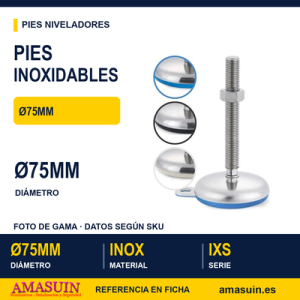 Pies Inoxidables Niveladores IXS Ø75mm Azul / Negro / Blanco