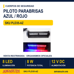 Piloto Parabrisas Lanza Destellos Azul Rojo 2C