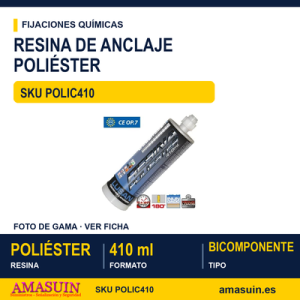 Anclaje resina poliester - CE OP.7 - 410ml - POLIC410
