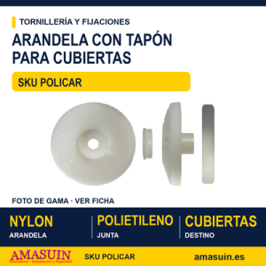 Arandela de nylon con tapón y junta de estanqueidad en polietileno expandido