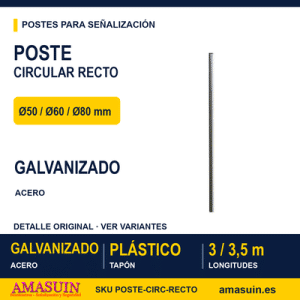 Poste Circular Galvanizado Recto