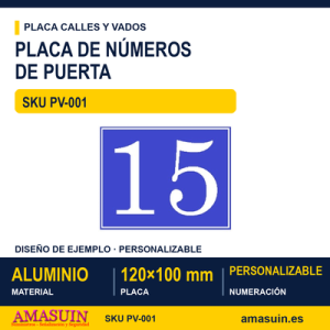 Placa Números de Puerta Vivienda.
