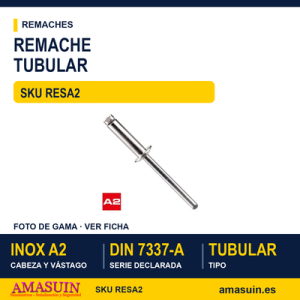 Remache tubular DIN 7337-A Inox. A2 / Inox. A2