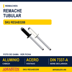 Remache tubular DIN 7337-A lacado blanco - aluminio / acero - 3,2X8 - RESAB3208