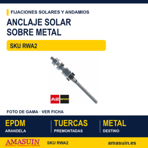Conjunto espárrago solar autorroscante inox A2