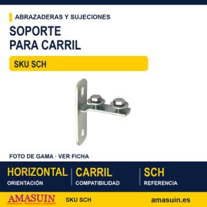 Soporte horizontal para carril perforado