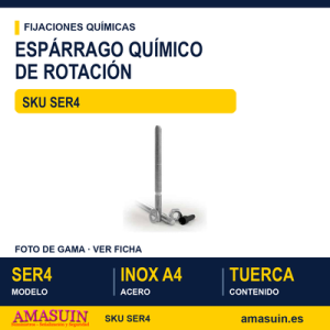 Espárrago químico rotación "SER" Inox. A4