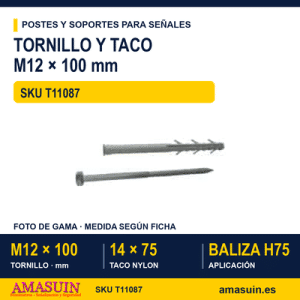 Tornillo M12x100mm con Taco Nylon 14x75