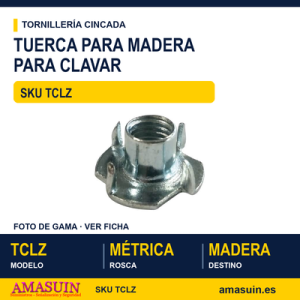 Tuerca Cincada para clavar en madera