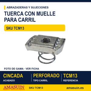 Tuerca muelle para carril perforado Cincada - 13mm