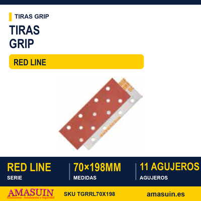 Tiras Grip Rhynogrip Red Line 70x198mm. 11 Agujeros. 1 Tiras Grip Rhynogrip Red Line 70x198mm. 11 Agujeros.