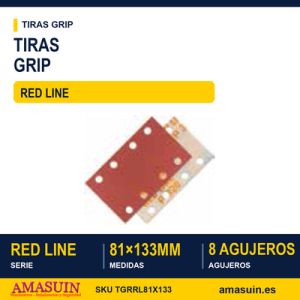 Tiras Grip Rhynogrip Red Line 81x133mm. 8 Agujeros.