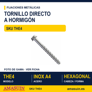Tornillo directo hormigón hexagonal Inox A4