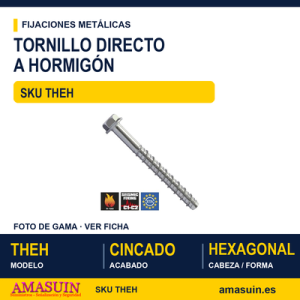 Tornillo directo hormigón hexagonal homologado ZN - CE OP.1