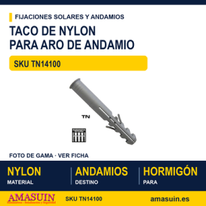 Taco Nylon Ø14X100 para Cáncamo Aro Andamio