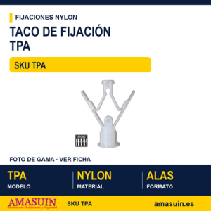 Taco de nylon con alas para cartón-yeso