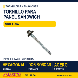 Tornillo panel sandwich punta broca nº3 + EPDM Ø16