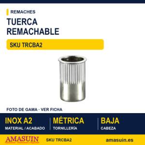 Tuerca remachable cabeza baja Inoxidable A2