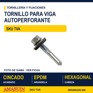 Tornillo viga autoperforante punta broca nº5 Cincado + EPDM