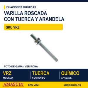 Varilla, tuerca y arandela para resina