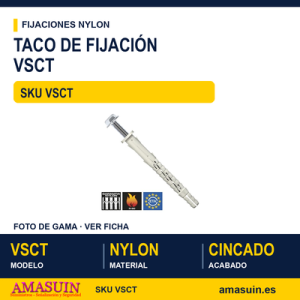 Taco de nylon "VS" Collarín + tllo. hexagonal TX Cincado