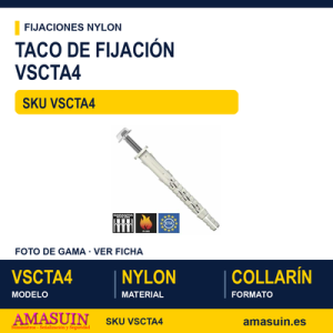 Taco de nylon "VS" Collarín + tllo. hexagonal TX Inox. A4